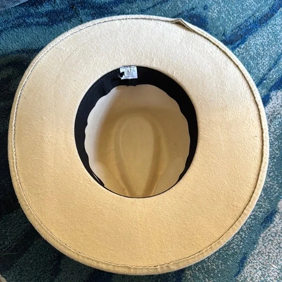 Cream Wide-Brim Hat with Brown Band - Picture 5 of 8